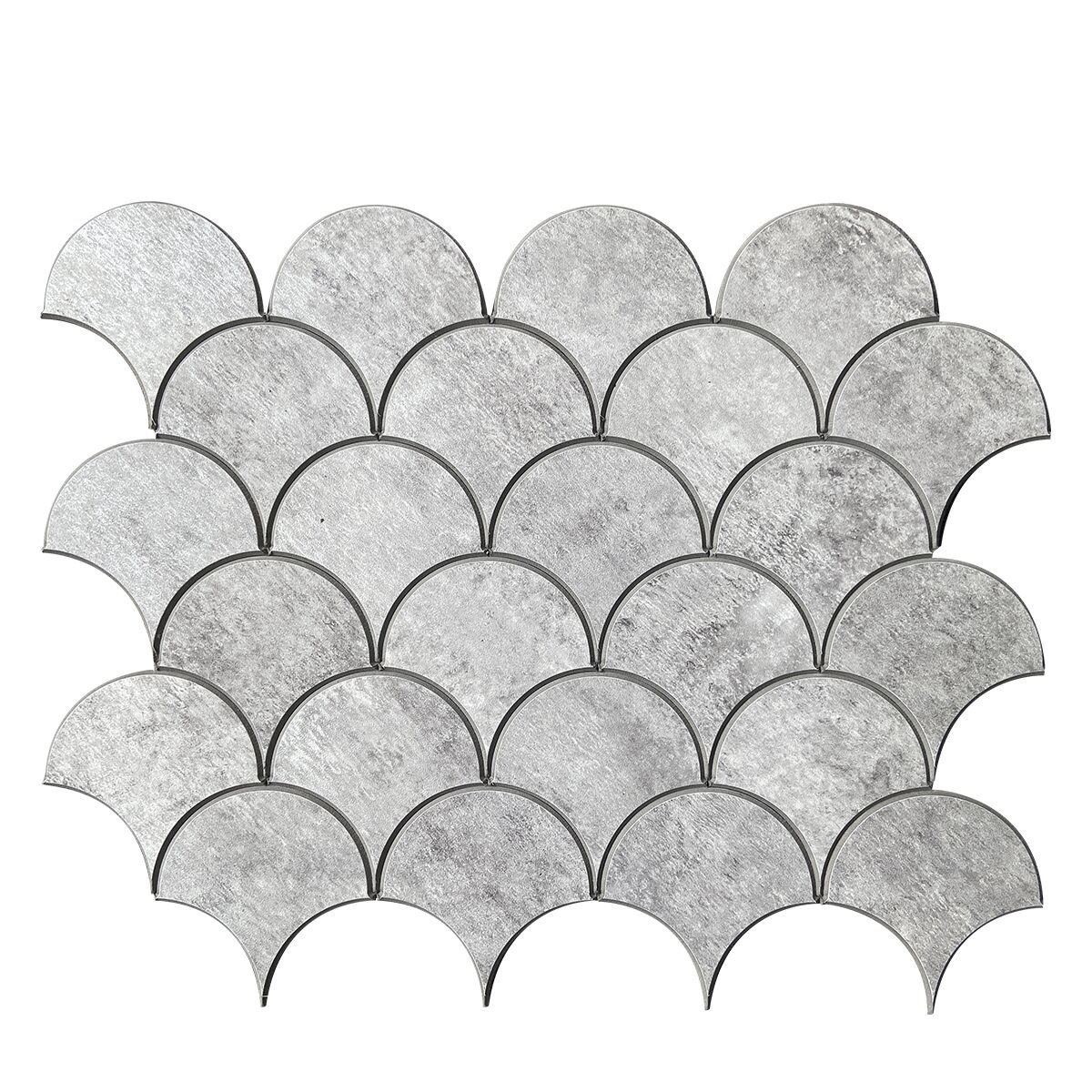 Special design  peel and stick grey fish scale  composite wall tile strong adhesive  waterproof home decor for kitchen bathroom