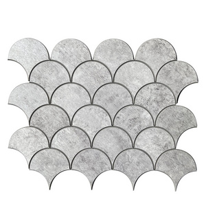 Special design  peel and stick grey fish scale  composite wall tile strong adhesive  waterproof home decor for kitchen bathroom