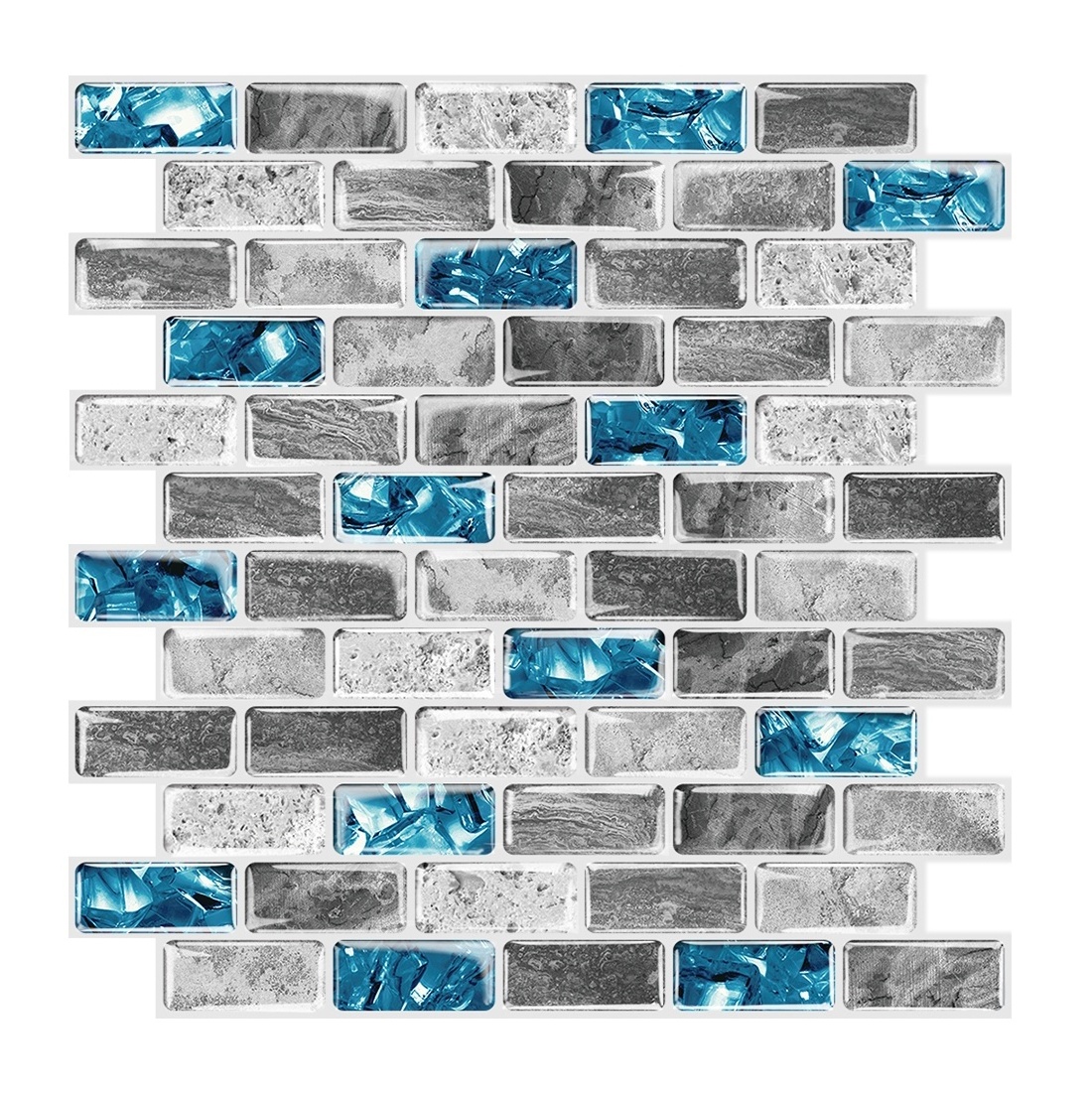 12*12  Inch Blue stripe marble wall tiles self adhesive wall tiles for kitchen bathroom backsplash waterproof