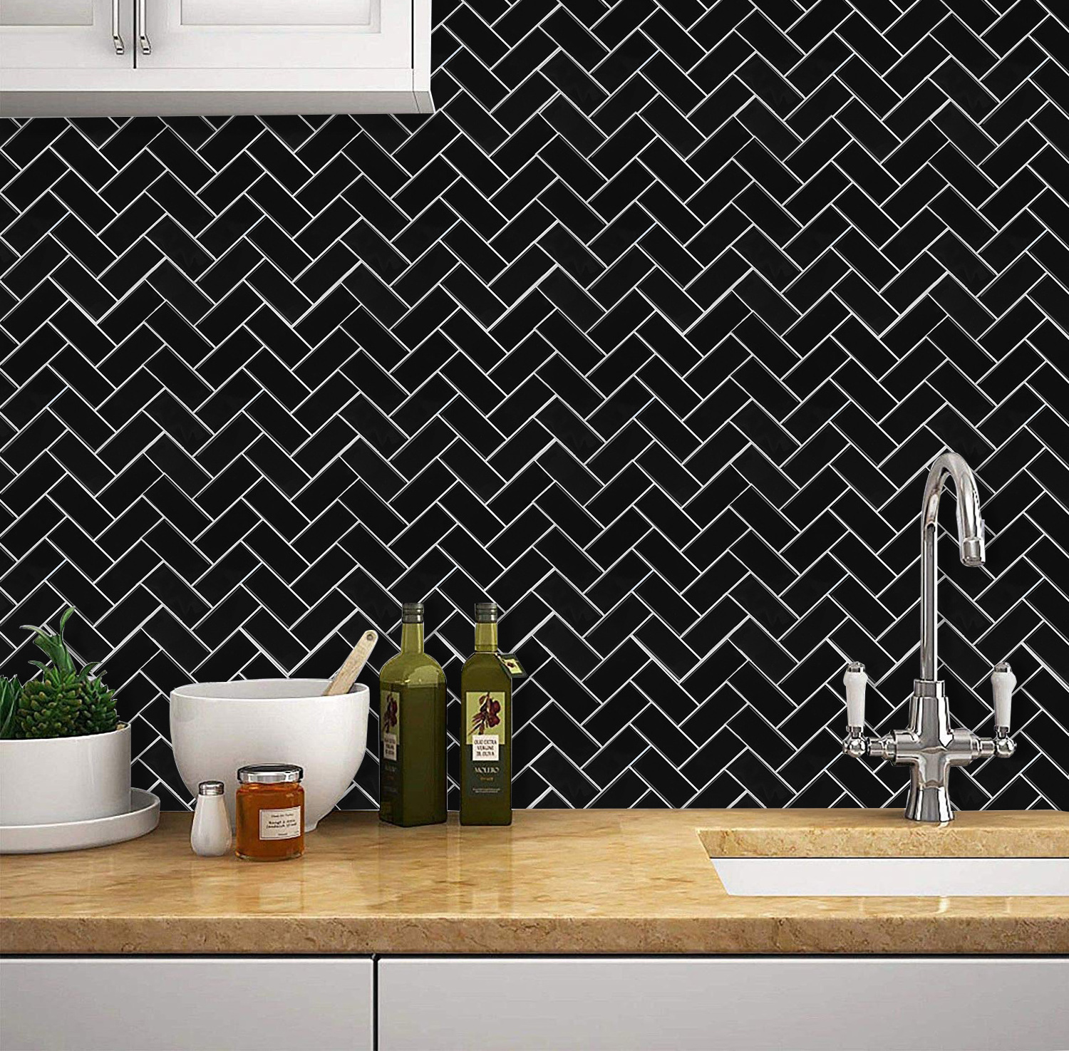 Vinyl Peel and Stick Wall Tile Sticker Vinyl Decorative Durable Wall Paper for Kitchen