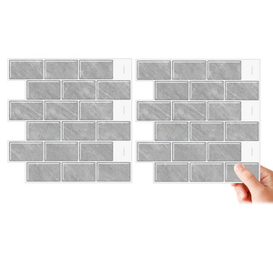 Peel and Stick Wall light grey marble subway Wall Tile 3D Fireplace Tile Waterproof for Kitchen Bathroom