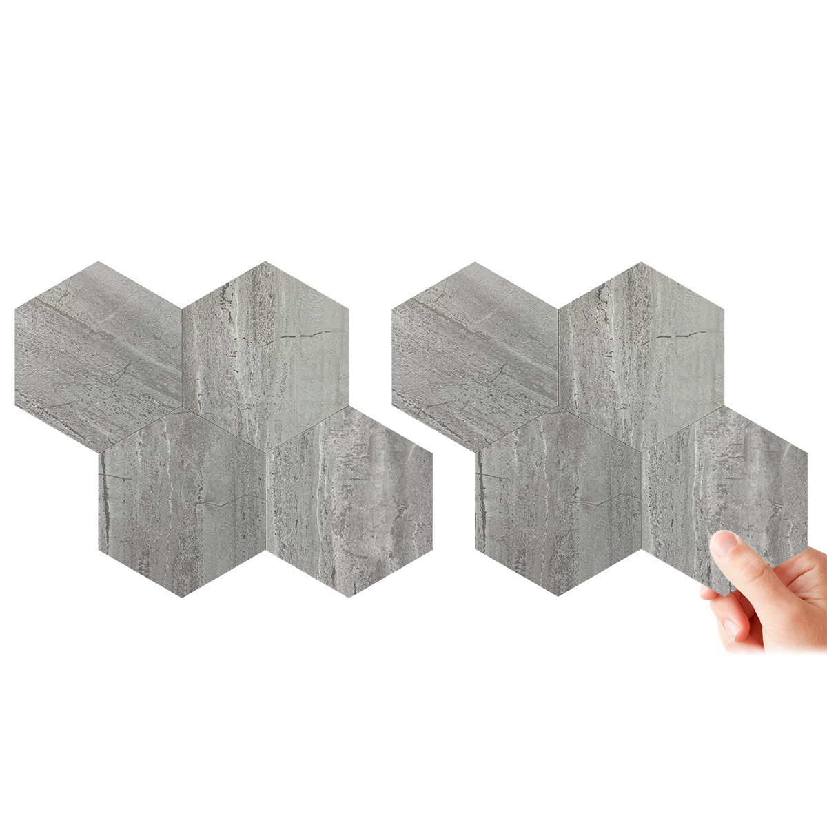 4mm Thick Luxury Modern 3D Peel and Stick Waterproof Composite Wall Decals Grey Plaid Design with Big Hexagon for Home Decor