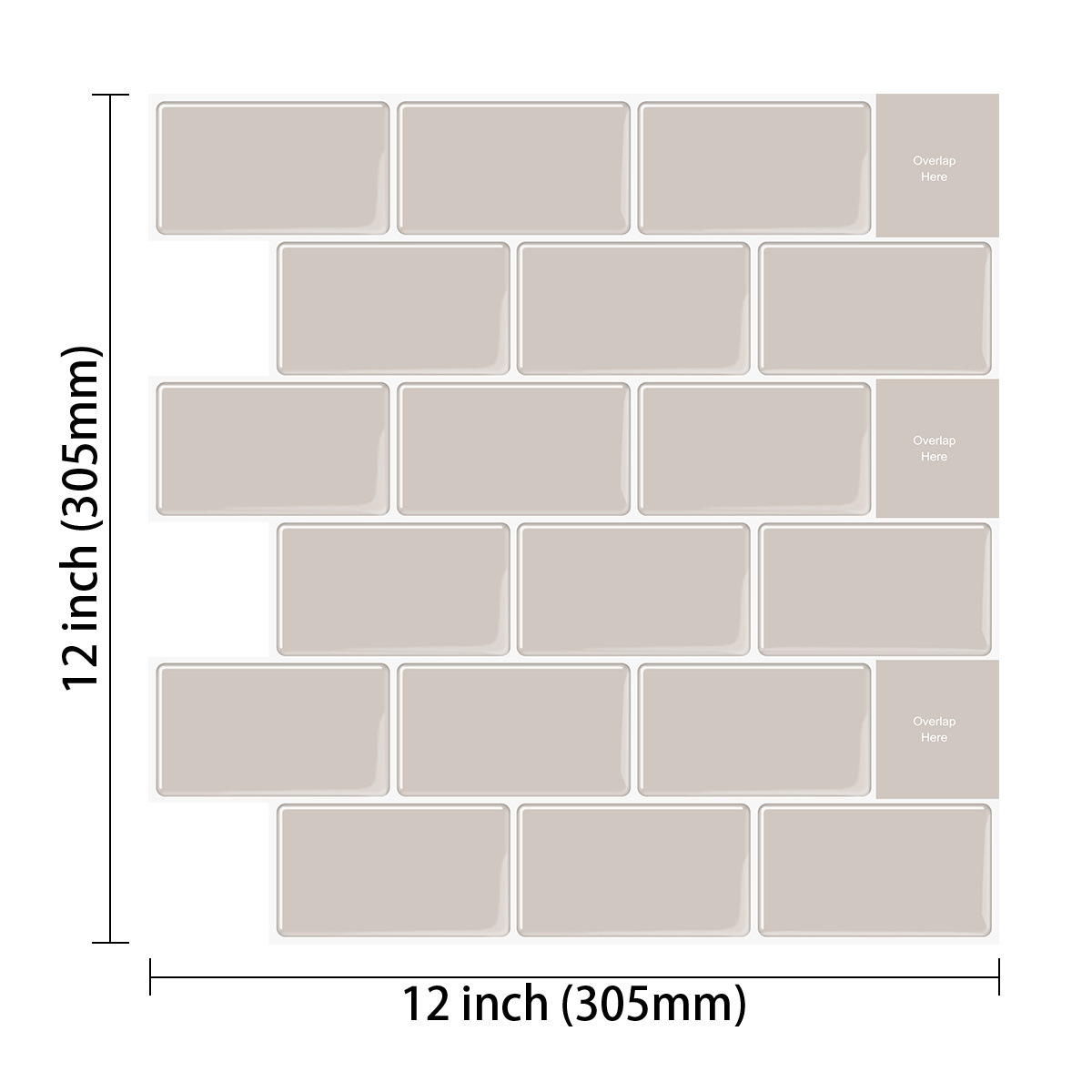 12*12 Inch Peel and Stick Wall Sticker Brick Subway Wall Tile 3D Fireplace Tile Backsplash Kitchen Bathroom Waterproof