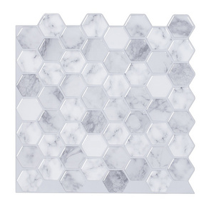 Peel and Stick Wall Sticker White Hexagon Subway Wall Tile 3D Fireplace Tile Backsplash Kitchen Bathroom Waterproof