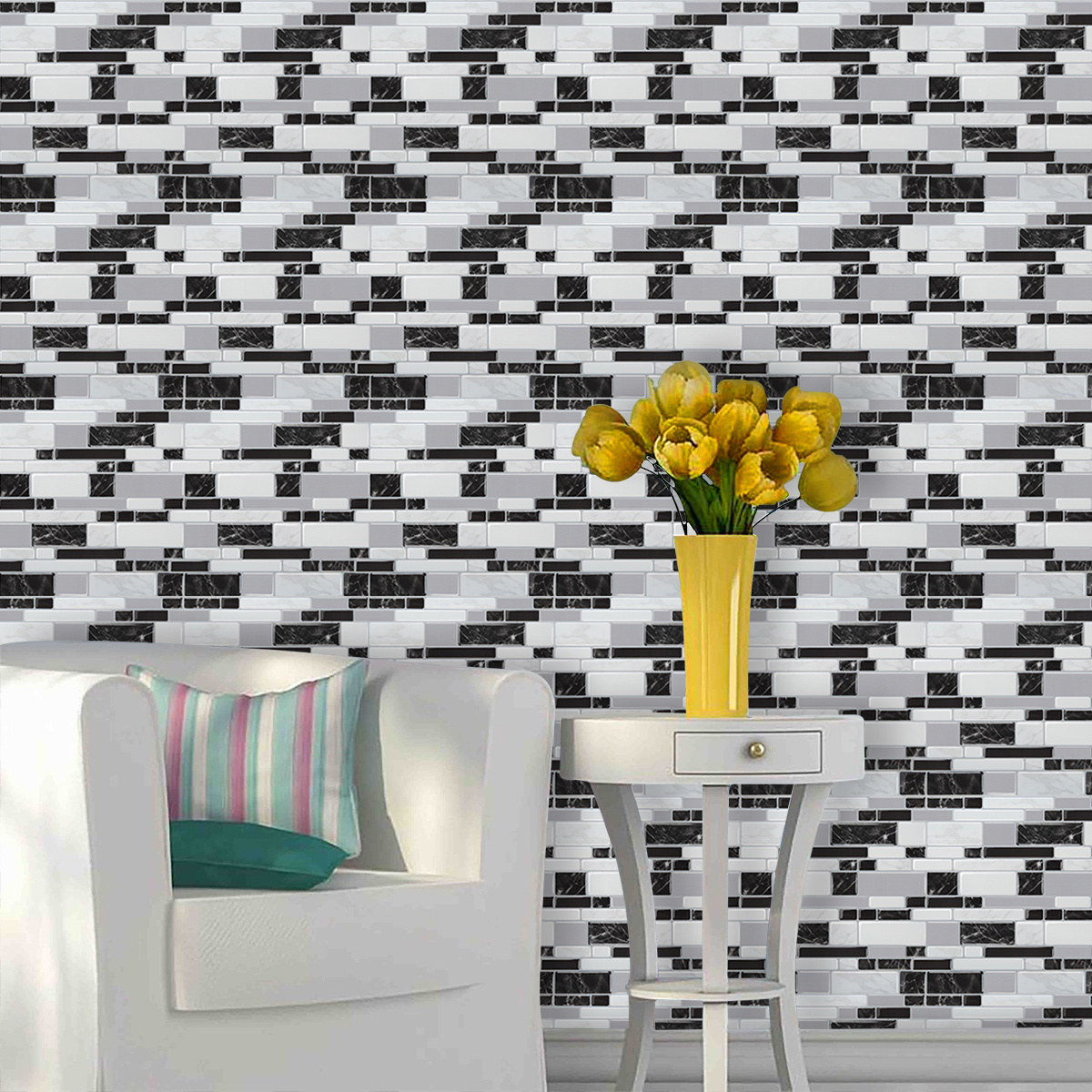 3D Oblong Design Self Adhesive Wall Tiles decoration sticker tiles peel and stick backsplash tile