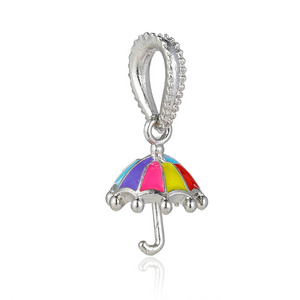 Beautiful colorful umbrella charm pendant for bracelet making fashion rhinestone pendant charms for necklace making