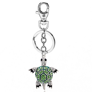 2020 new custom keychains 3d rhinestone turtle Key Ring and bear keychain with charms cat keychain butterfly charm