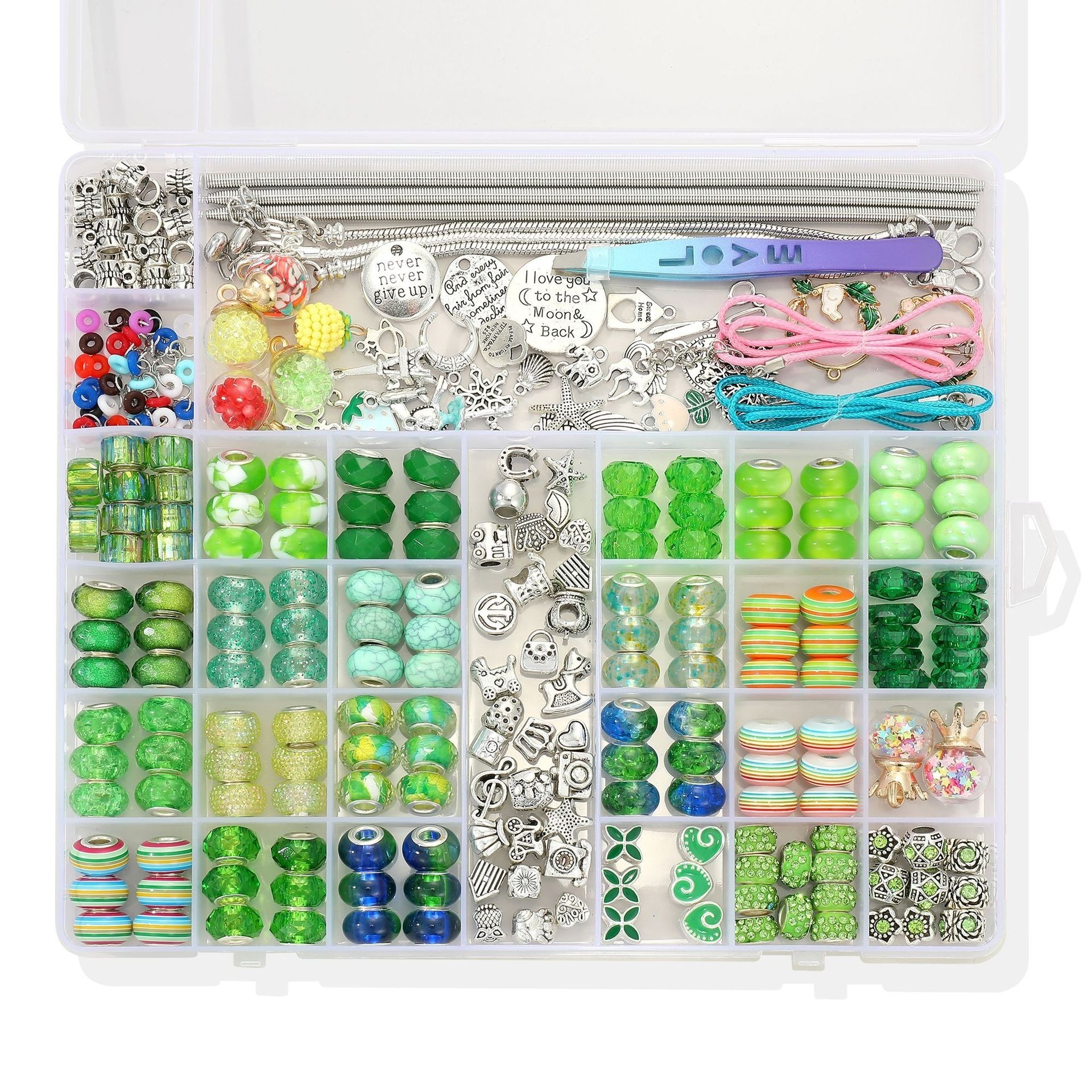 305pcs charm bracelet making kit jewellery making beads Large Hole Beads Handmade Set Beaded DIY Jewelry Smart Children's Gift