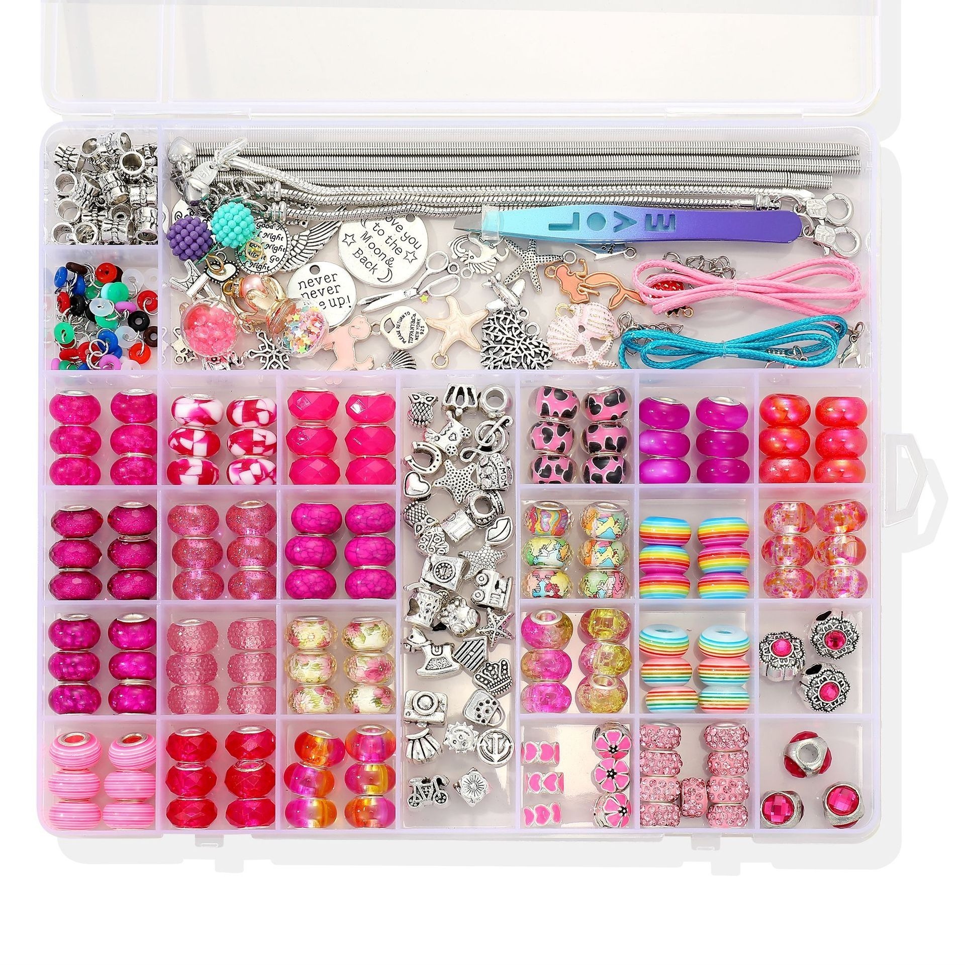 305pcs charm bracelet making kit jewellery making beads Large Hole Beads Handmade Set Beaded DIY Jewelry Smart Children's Gift