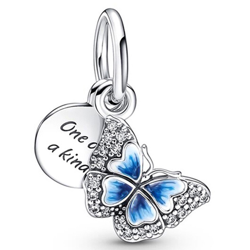 Custom Blue Pansy pendant charms silver beads for jewelry making Beaded Diamond Pendant DIY Number Pattern