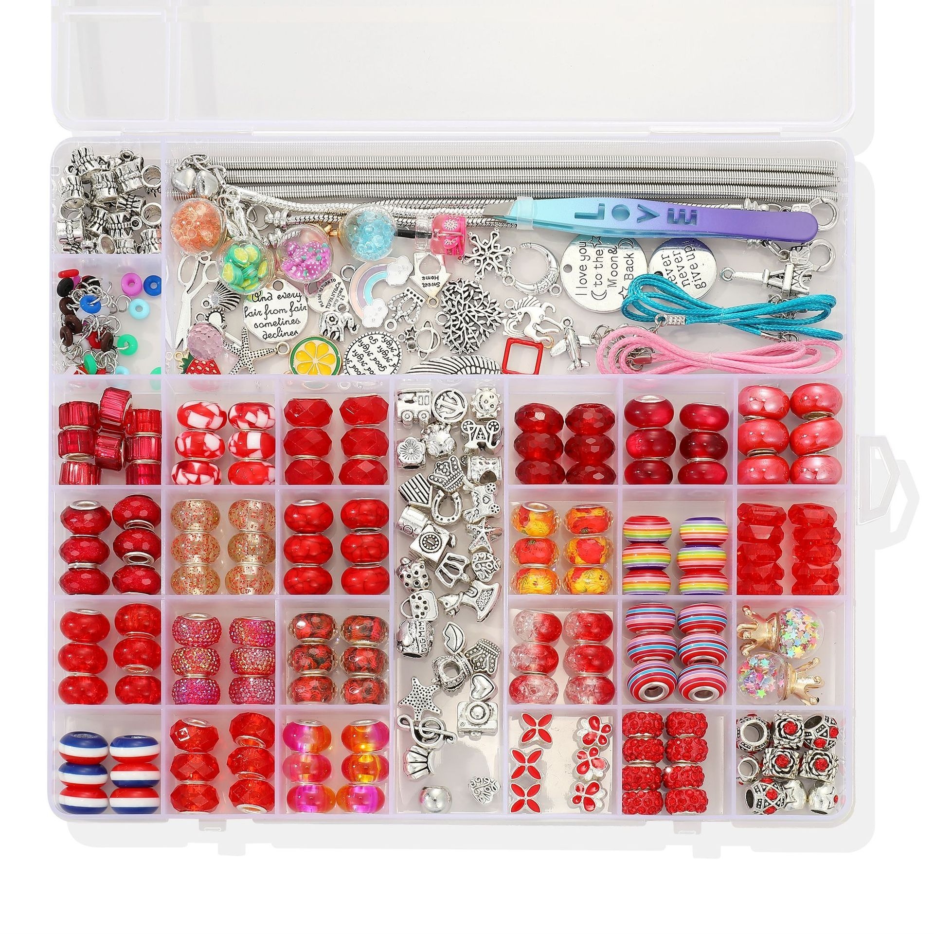 305pcs charm bracelet making kit jewellery making beads Large Hole Beads Handmade Set Beaded DIY Jewelry Smart Children's Gift