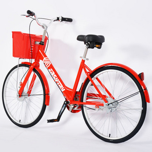 26 Inch Orange Aluminum Alloy Cycle Smart Lock Renting Bicycles One Wheel Bike Single Speed Rental Bikes Public Sharing Bicycle