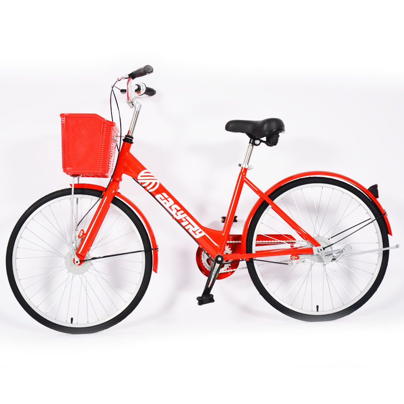 26 Inch Orange Aluminum Alloy Cycle Smart Lock Renting Bicycles One Wheel Bike Single Speed Rental Bikes Public Sharing Bicycle