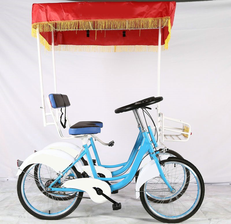 High quality steel frame side by side tandem two seats quadricycle people travel city bike bicycle