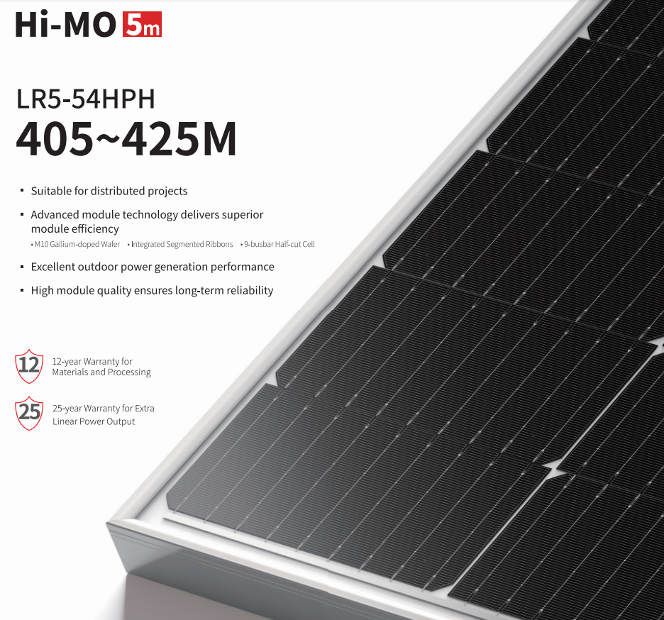 China top 10 best solar panels wholesale longi LR5-54HPH Hi-mo 5m 405w 410w 415w 420w 425w solar panels