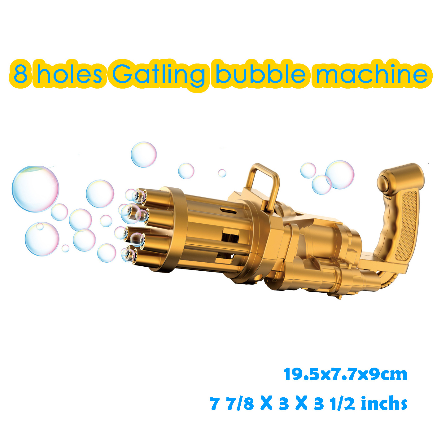 19.5cm 8holes Gatling electric TOY GUN bubble machine BUBBLE GUN for kids family party beach outdoors