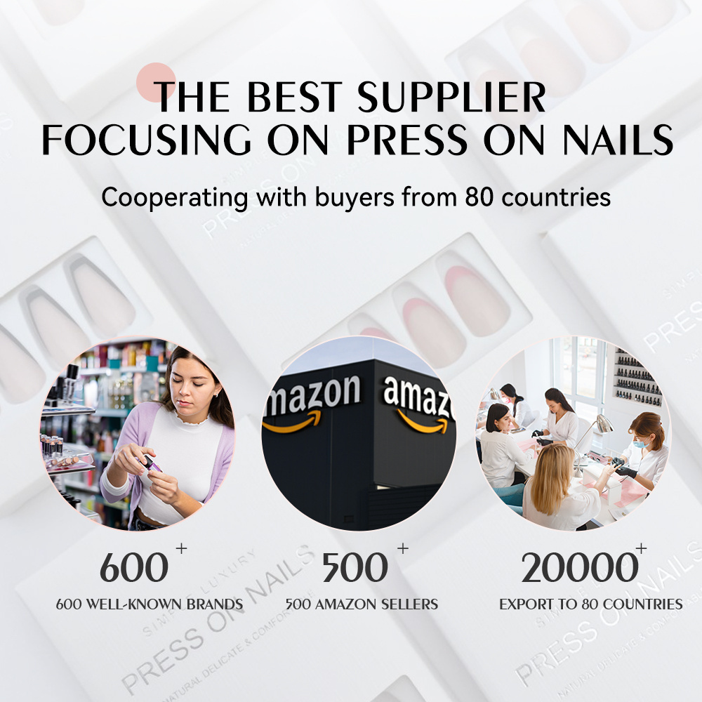 Wholesale 3D Nail Art Pre Design Bride False Nails Tips Back Glue Press On Nail Tips Artificial Fingernails