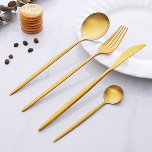 Classic Gold Flatware Set Luxury 18 10 Stainless Steel Matte Gold Cutlery Set Elegant Dining Utensils Set