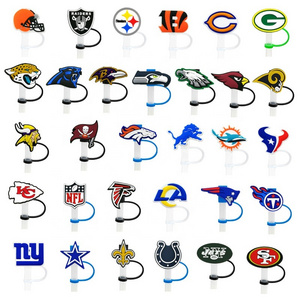 Wholesale soft 2023 popular Raiders designer concha stanley silicone custom NFL straw toppers