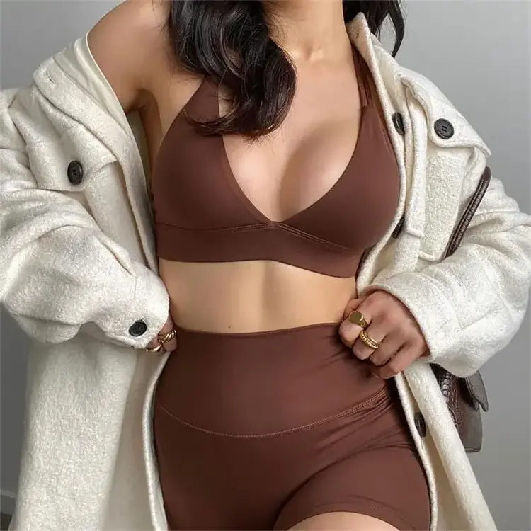 Wholesale Exercise Sexy Workout Outfits For Women High Waist Yoga Shorts Clothing 2 Piece Sets