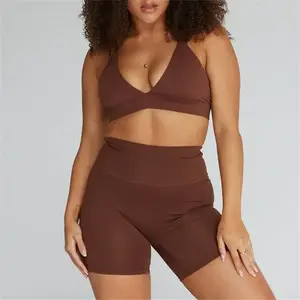 Wholesale Exercise Sexy Workout Outfits For Women High Waist Yoga Shorts Clothing 2 Piece Sets