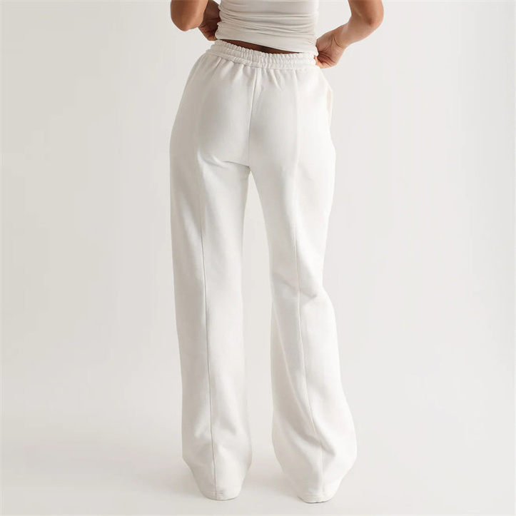 Wholesale Women Falre Jogger 100% Cotton Breathable Soft Baggy Wide Straight Leg Pants Sweatpants