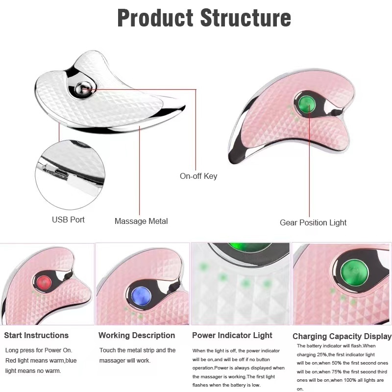 Microcurrent Facial Lifting Massager LED Photon Skin Rejuvenation Electric Wrinkle Removal Gua Sha Board Vibrating Face Slimmin