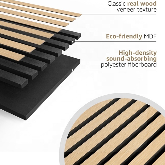 Akupanel 2700mm Acoustic Foam Panels Soundproofing Curved Acoustic Panels Hexagon Bamboo Wooden Slats Wall Soundproofing Panels