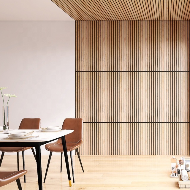 Akupanel natural wood veneer pet panel acoustic wood panel walls 120*60cm slat wood wall panels for interior wall decor