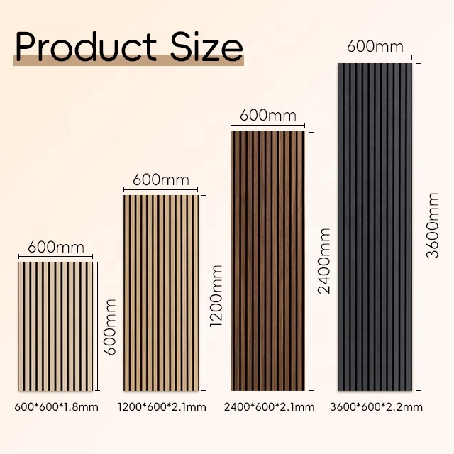 Wood Slat Wall Panel Decor Interior Sound Absorbing PET MDF Acoustic Board Noise Cancelling Acoustic Wall Panels