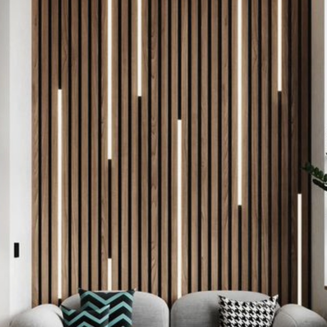 Akupanel Natural OAK Walnut Acoustic Panels for Apartment Ceiling Panel Led Light Slat Walls Sound Absorbing Soundproofing Panel