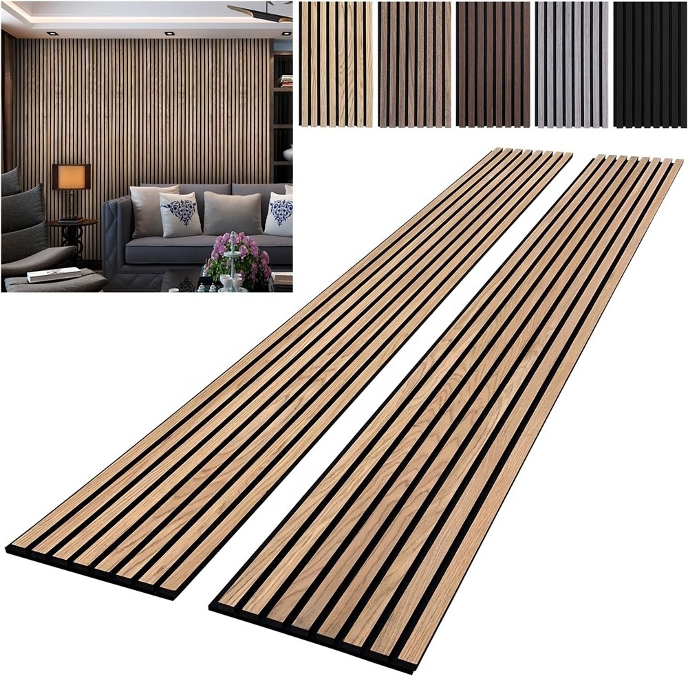 PVC3d Modern Design Exterior Panel Wall Decor Oak Acoustic Slat Wood Wall Panels Acoustic Soundproof Wall Wood Panels