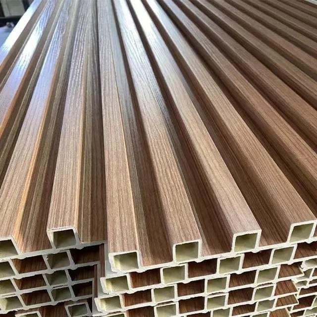 Factory 3d Wood Cladding Wall Interior Panels Fluted Wall Panel Wooden Grain Pvc 3d Wpc Wall Panel