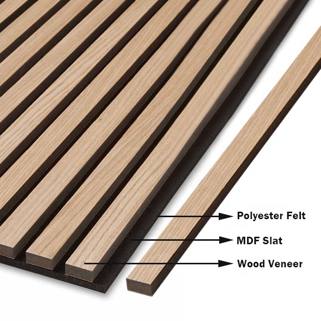 Akupanel Natural OAK Walnut Acoustic Panels for Apartment Ceiling Panel Led Light Slat Walls Sound Absorbing Soundproofing Panel