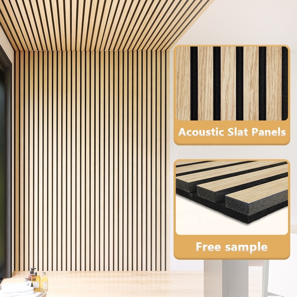 Akupanel 2700mm Acoustic Foam Panels Soundproofing Curved Acoustic Panels Hexagon Bamboo Wooden Slats Wall Soundproofing Panels