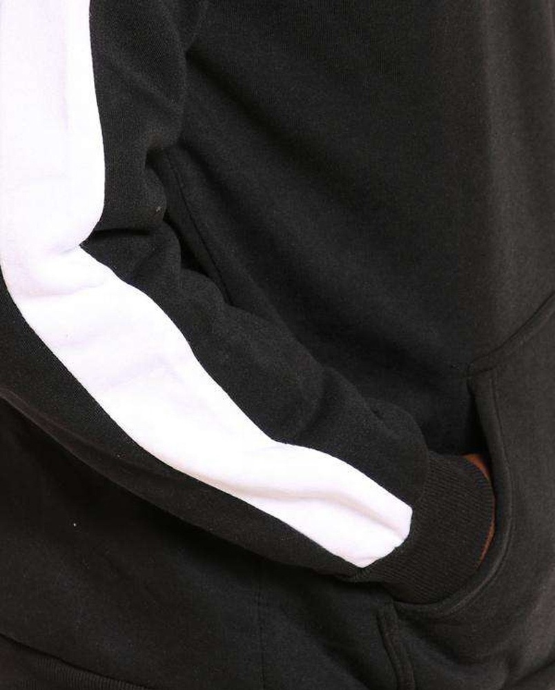 Men's Custom High Quality Contrast Side Stripe Long Sleeve Kangaroo Pockets Pullover Hoodie