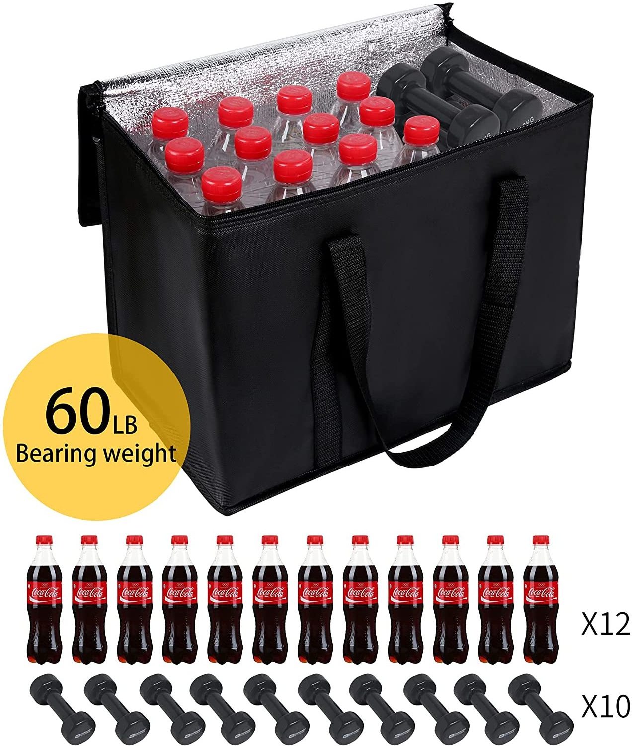 Reusable Thermal Insulated Grocery Cool Carry Cooler Lunch Bag For Food