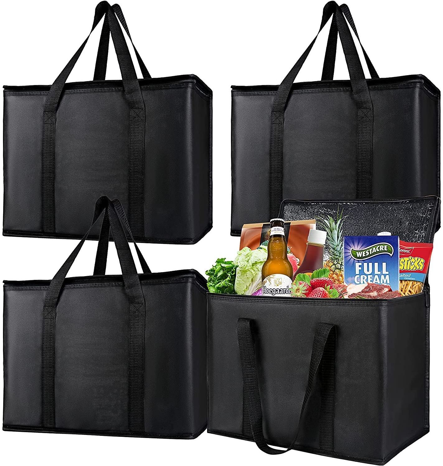 Reusable Thermal Insulated Grocery Cool Carry Cooler Lunch Bag For Food