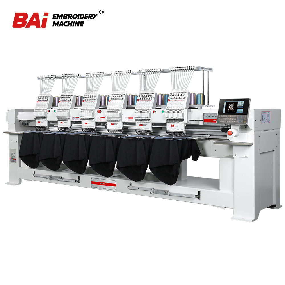 BAI best quality six heads high speed t-shirt garment multi head embroidery machine for clothes