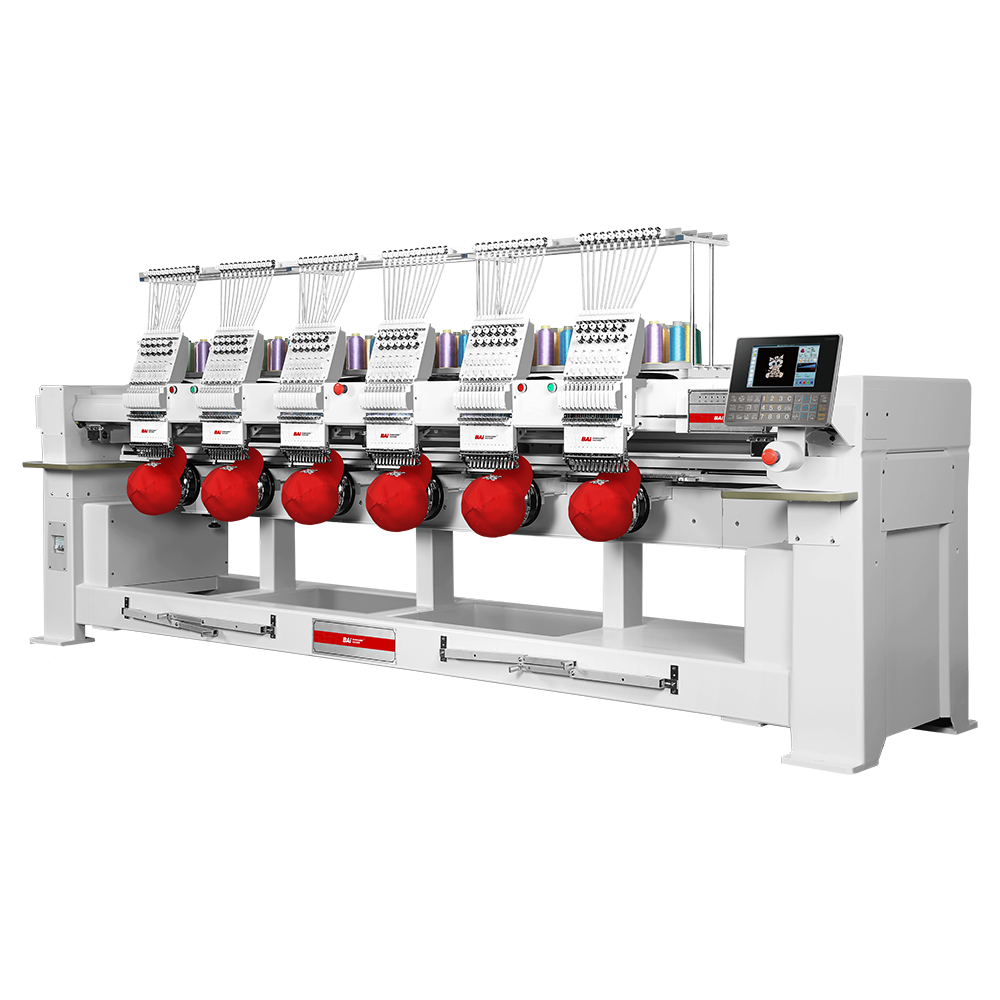 BAI big area computerized industrial flat fabric 6 heads embroidery machine