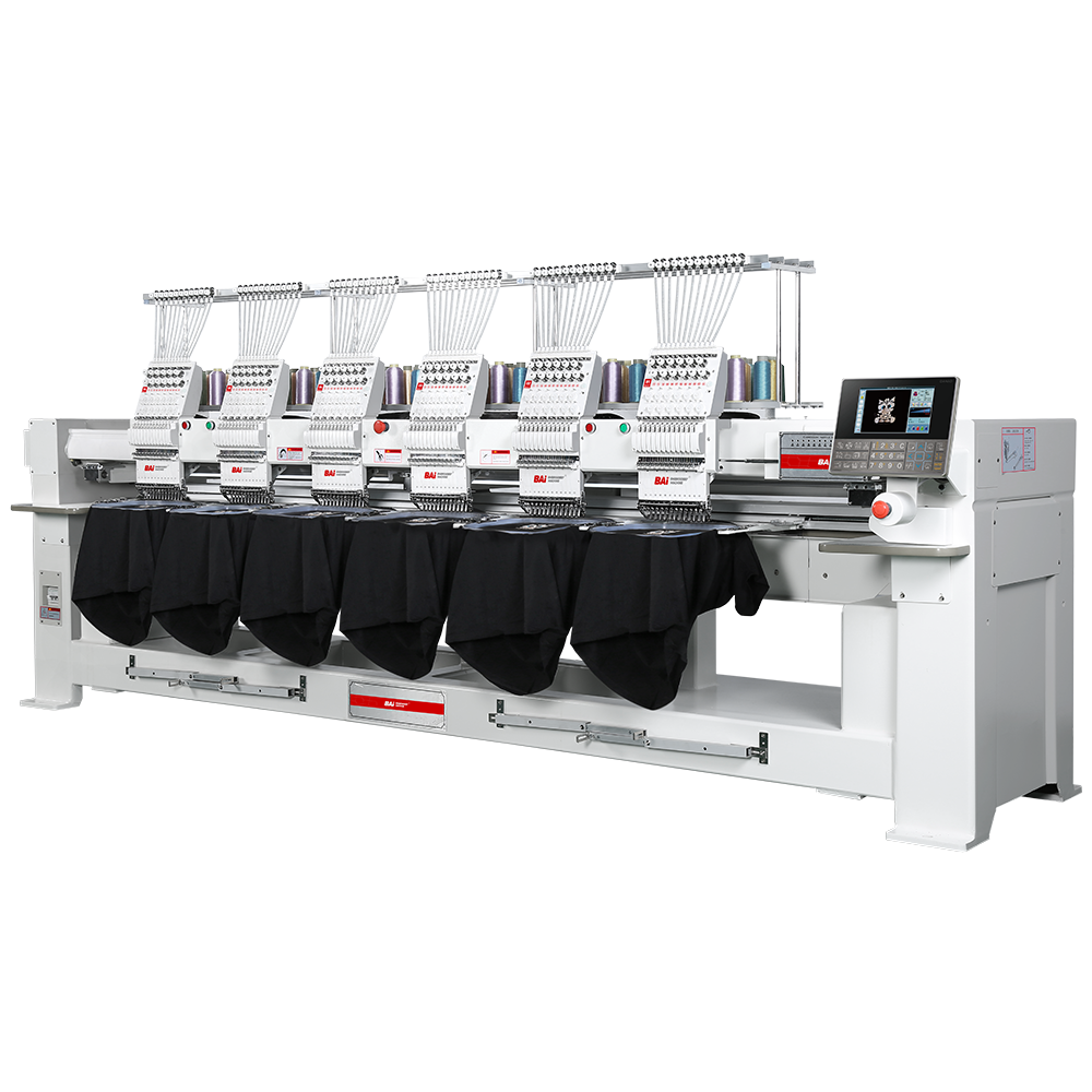 BAI big area computerized industrial flat fabric 6 heads embroidery machine