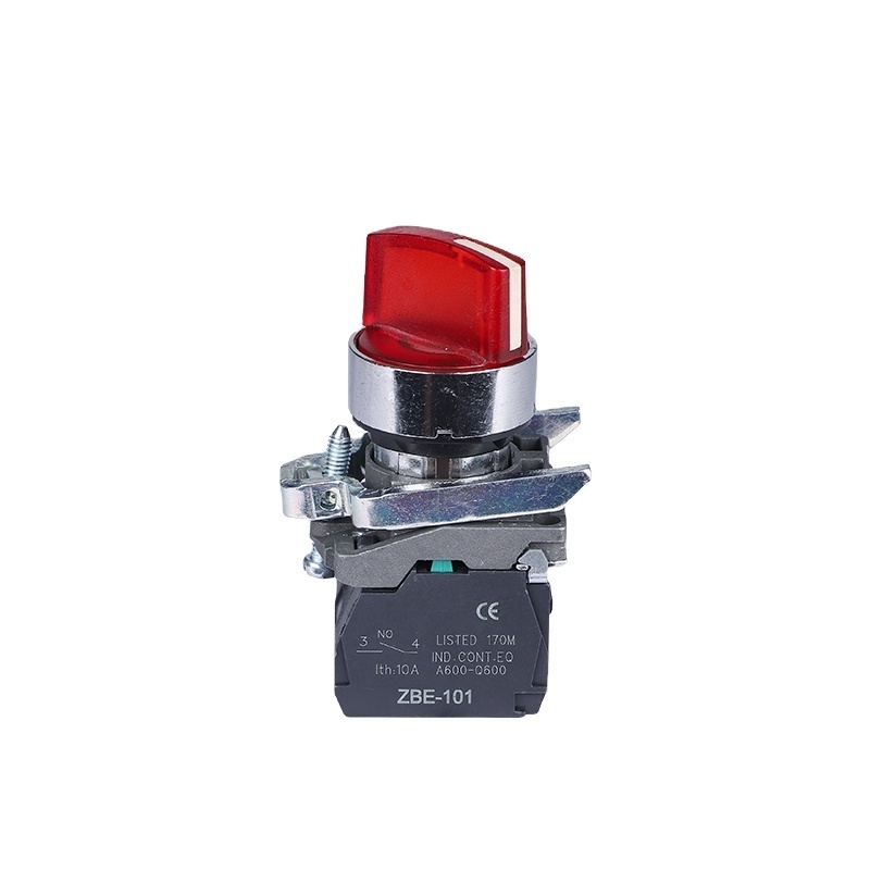 Metal Pushbutton Switch With 24v red Light Two Position With No+nc