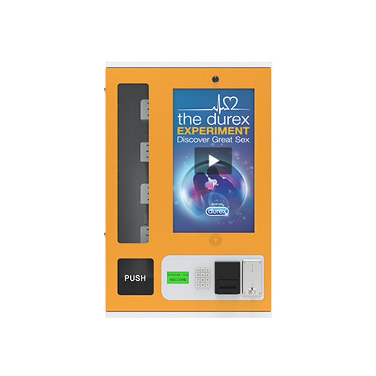 Automatic easy operated wall mounted advertise player condom adult product vending machine