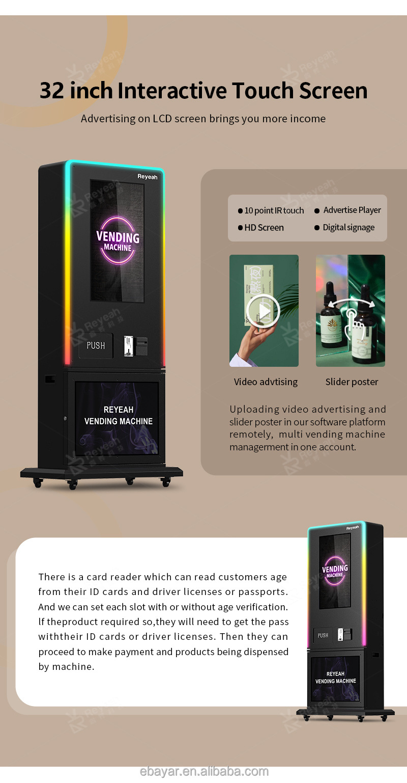 Digital Touch Screen With Age Verification Vending Machine for Retail items