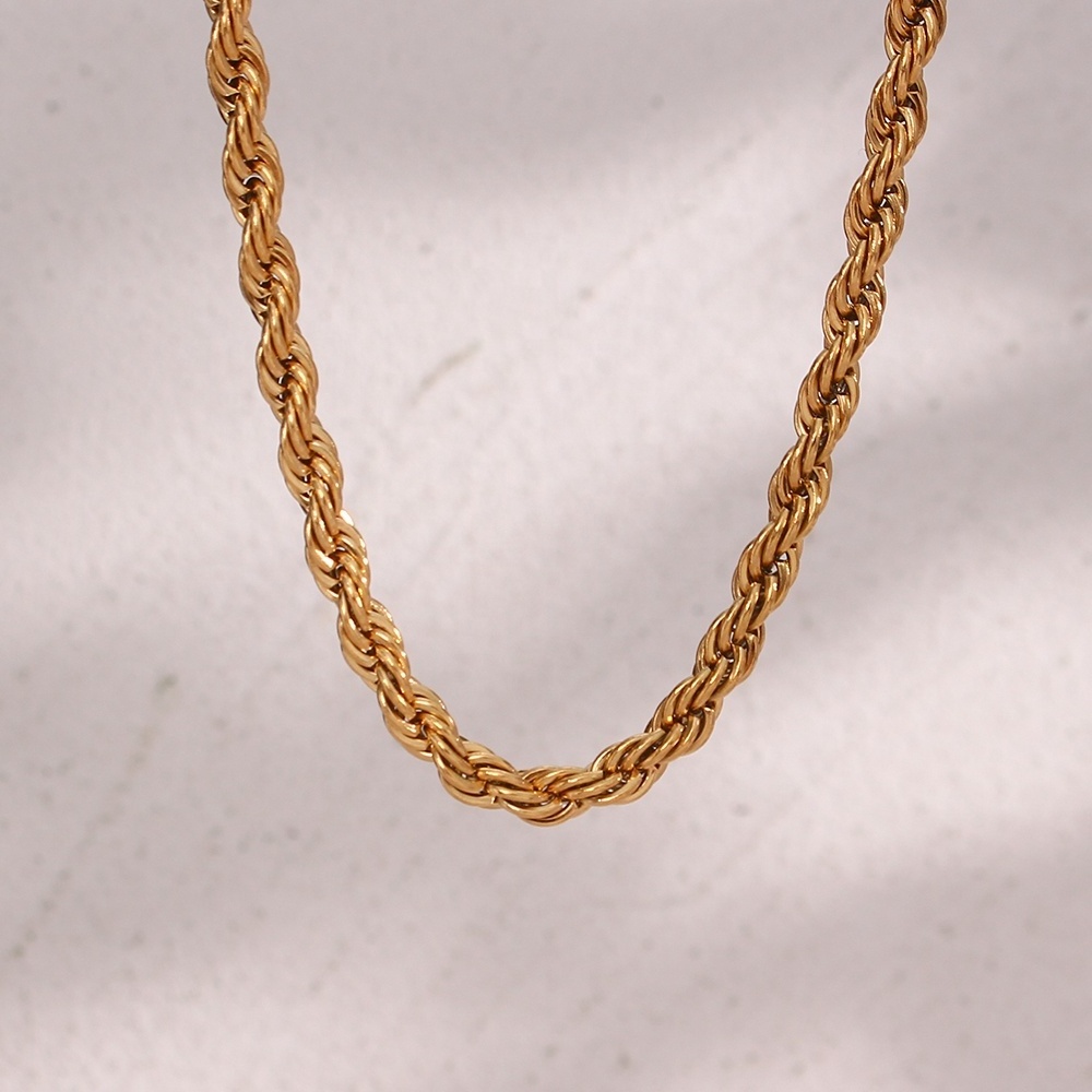 Minimalist 18K Gold Plated Stainless Steel Twisted Rope Chain Necklace Choker Necklace Design Jewelry