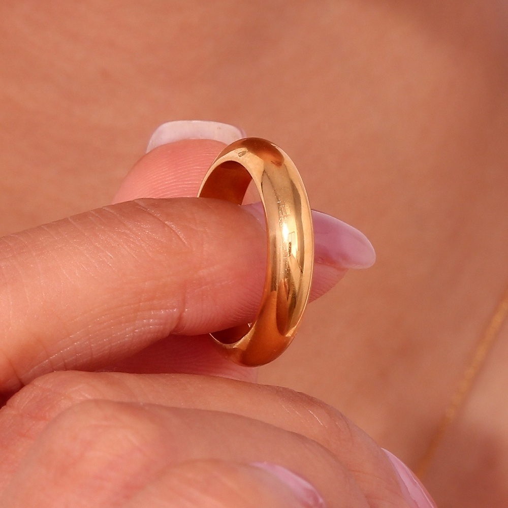 Minimalist Statement Ring 18k Gold Plated Stainless Steel Ring Fashion Jewelry Rings