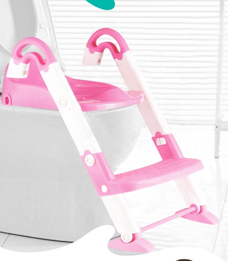 Potty Training Toilet Seat with Step Stool Ladder Toddler Kid Children Chair with Handles Height Adjustable Potty Seat