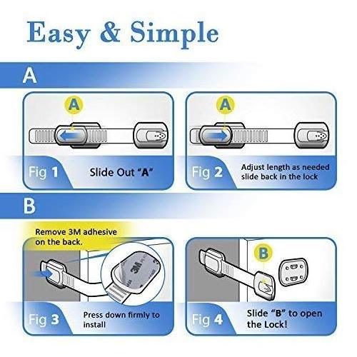 Refrigerator Fridges Child Safety Proof Locks Fits for Lock Cabinets Sliding Door Drawers Toilet Seat Closet Cabinet Latches