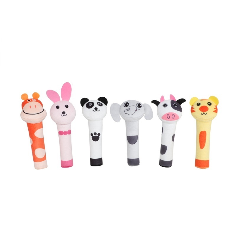 Baby Soft Hand Bell Animal BB Stick Rattle for Cute Toys Kid Gift Plush Animal Sleeping Baby Stuffed Animal Dolls Toys