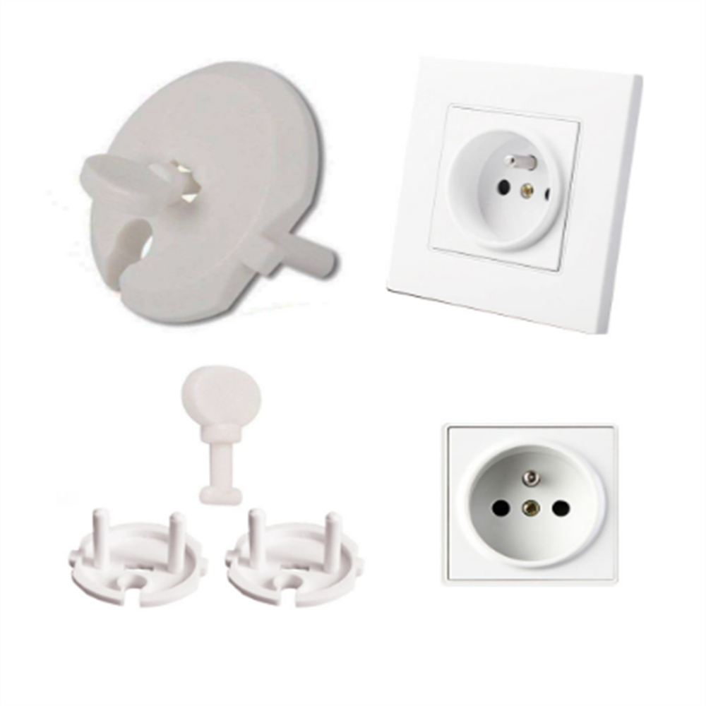 French Outlet Covers with Key Pull Handle Round 2-Prong Plug Insulation Material Power Socket Baby Proofing Electrical Protect